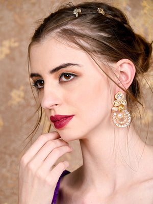 Rajwada Women Gold Imitation Drop Earrings