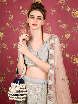 Rajwada Women Indigo Embellished Potli Bag