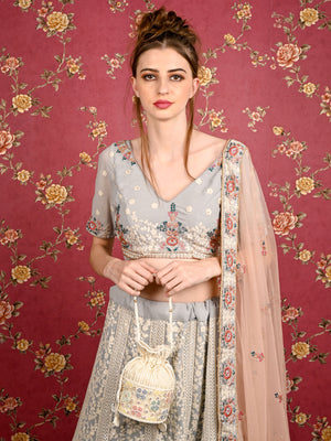 Rajwada Women Apricot Cutdana Embellished Potli Bag