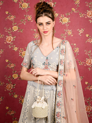 Rajwada Women Apricot Embellished Potli Bag