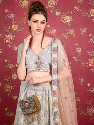 Rajwada Women Antique Looking Gold Color Metal Clutch