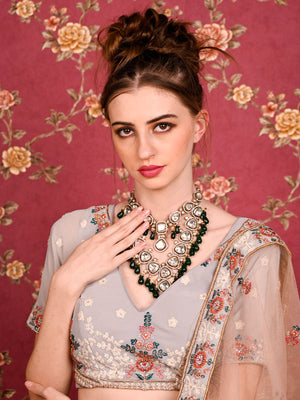 Rajwada Women Double Layered Bridal Long Necklace Set