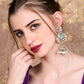Rajwada Women Blue And Silver Jhumki Earrings