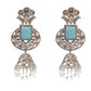 Rajwada Women Blue And Silver Jhumki Earrings