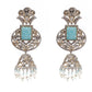 Rajwada Women Blue And Silver Jhumki Earrings