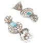 Rajwada Women Blue And Silver Jhumki Earrings