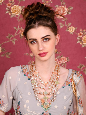 Rajwada Women Layered Bridal Long Rani Haar Necklace Set
