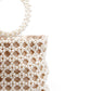 Rajwada Women White Pearl Woven Solid Clutch Bag