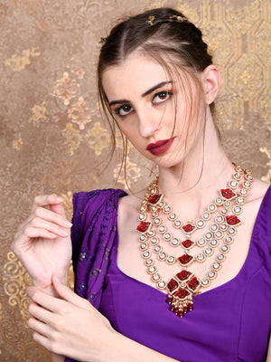 Rajwada Women Layered Bridal Long Rani Haar Necklace Set