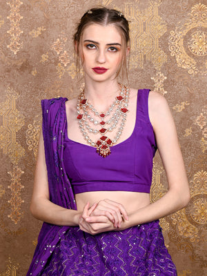 Rajwada Women Layered Bridal Long Rani Haar Necklace Set