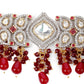 Rajwada Women Faux Maroon And White Stones Studded Choker Necklace Set