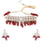 Rajwada Women Faux Maroon And White Stones Studded Choker Necklace Set