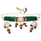 Rajwada Women Green And Purple Beaded Choker Necklace Set
