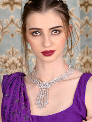 Rajwada Women Faux White Stones Studded Necklace Set