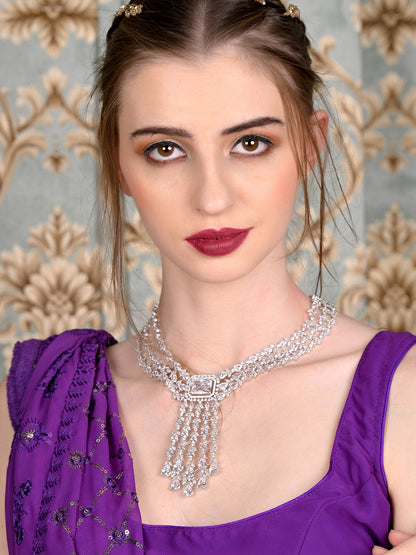 Rajwada Women Faux White Stones Studded Necklace Set