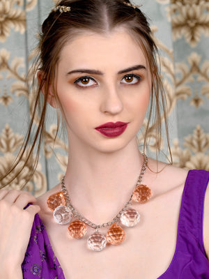 Rajwada Women Dazzling Peach And White Big Beads Necklace