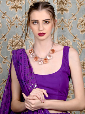 Rajwada Women Dazzling Peach And White Big Beads Necklace