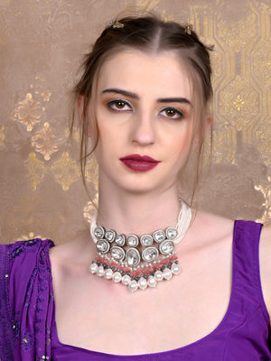 Rajwada Women Heavy Gold Imitation Choker Necklace Set