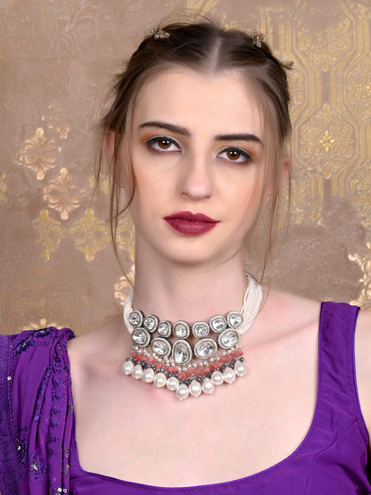 Rajwada Women Heavy Gold Imitation Choker Necklace Set