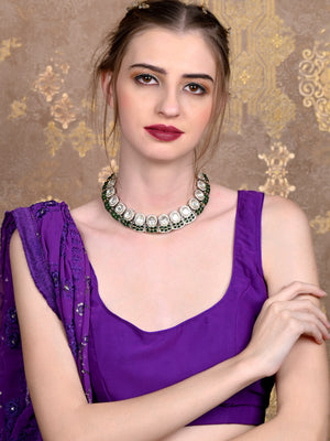 Rajwada Women Faux Stones Studded Choker Necklace Set