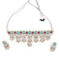 Attractive Sea Green and Pink Choker Necklace Set - Rajwada