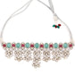 Attractive Sea Green and Pink Choker Necklace Set - Rajwada