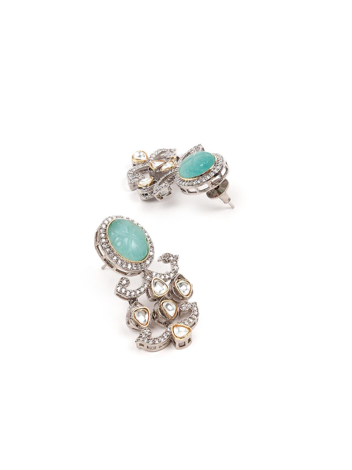Attractive Sea Green and Pink Choker Necklace Set - Rajwada