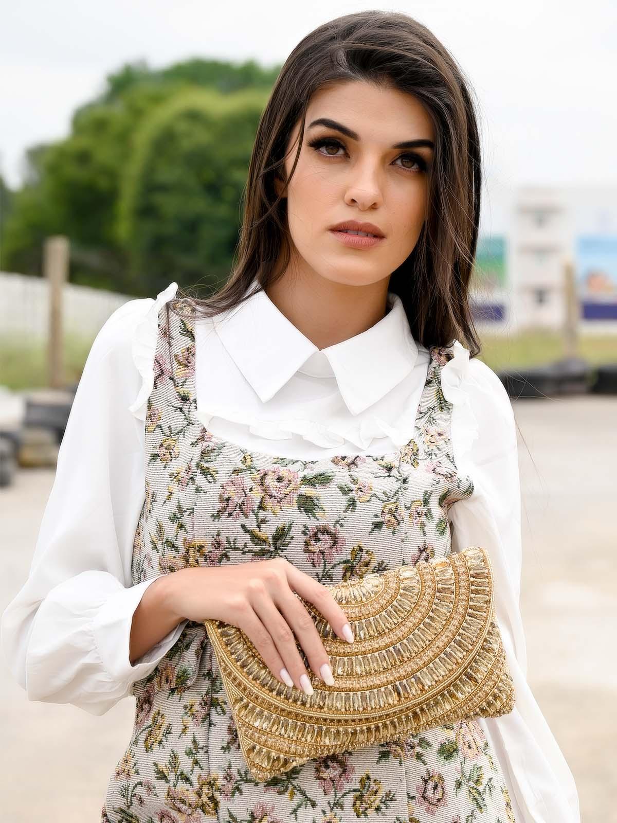Awe-Inspiring Gold Embellished Clutch Bag - Rajwada