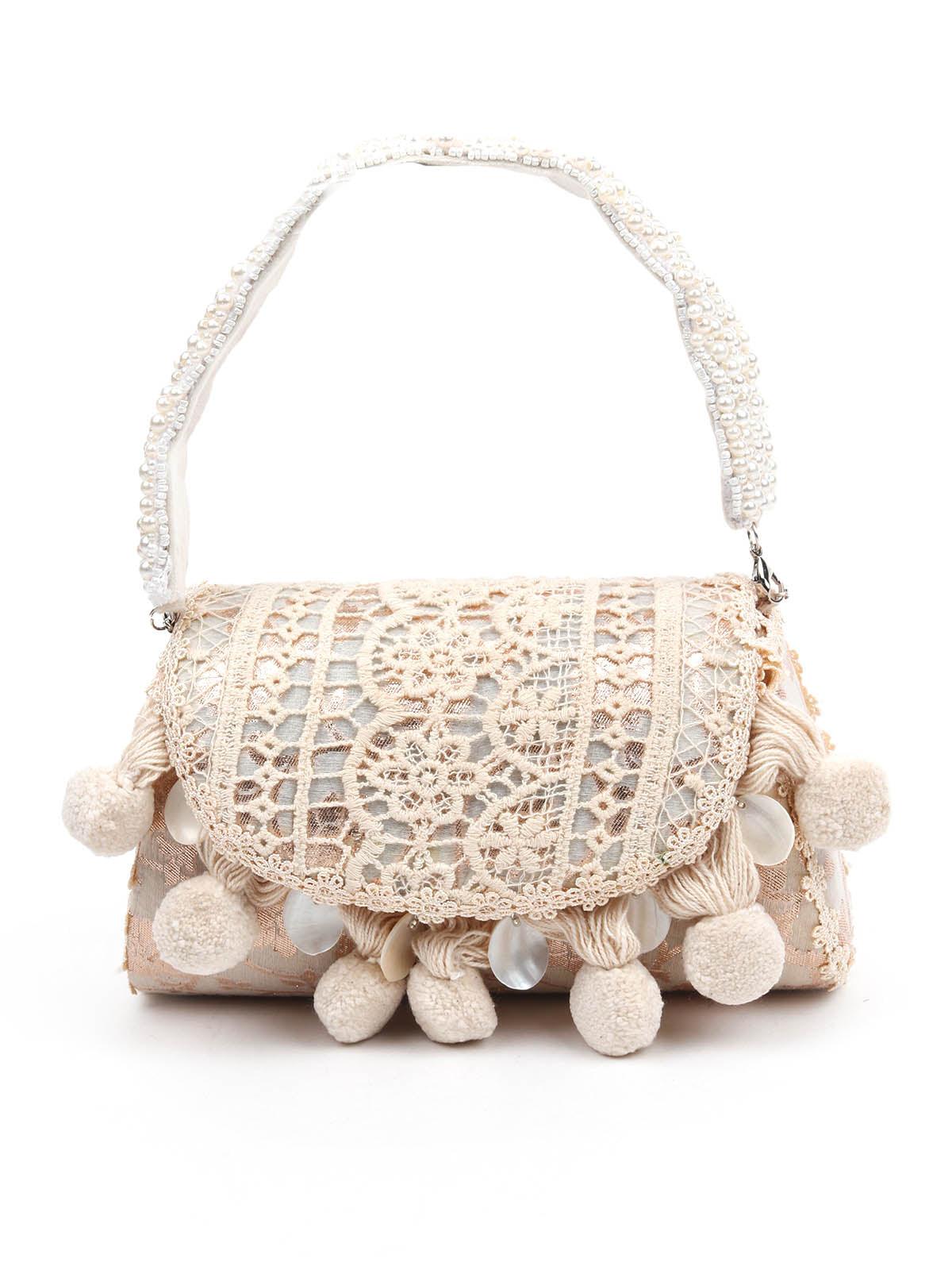 AWE-INSPIRING WHITE AND GOLD CLUTCH BAG - Rajwada