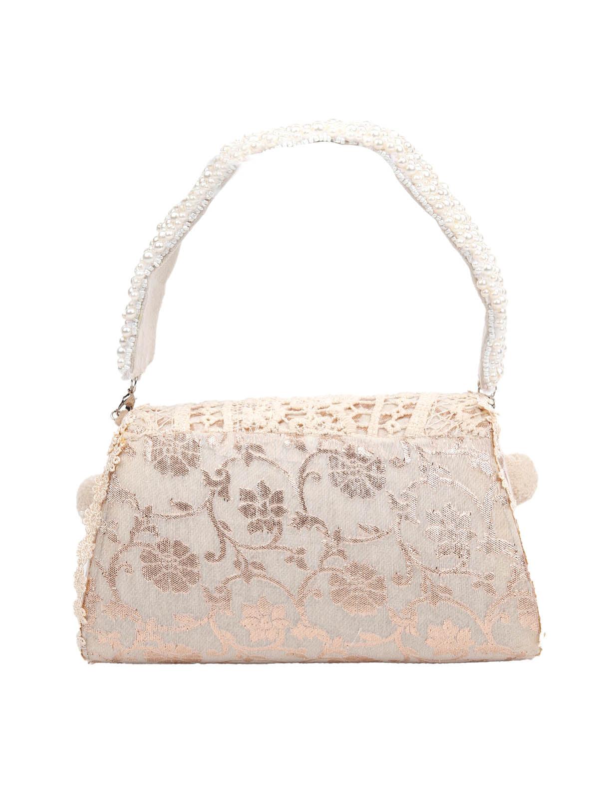 AWE-INSPIRING WHITE AND GOLD CLUTCH BAG - Rajwada