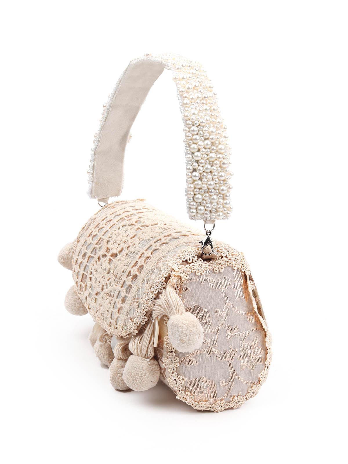 AWE-INSPIRING WHITE AND GOLD CLUTCH BAG - Rajwada