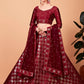 Rajwada Women Modish Red Silk Blend Semi Stitched Lehenga With Unstitched Blouse