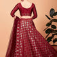 Rajwada Women Modish Red Silk Blend Semi Stitched Lehenga With Unstitched Blouse