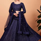 Rajwada Women Classy Dark Blue Silk Semi Stitched Lehenga With Unstitched Blouse