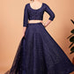 Rajwada Women Classy Dark Blue Silk Semi Stitched Lehenga With Unstitched Blouse