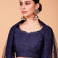 Rajwada Women Classy Dark Blue Silk Semi Stitched Lehenga With Unstitched Blouse