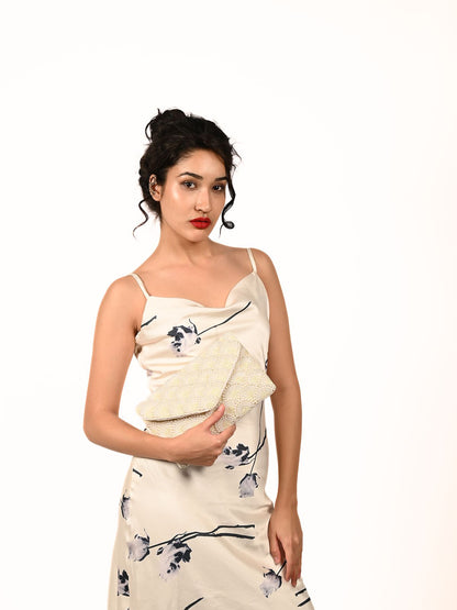 Rajwada White Jute Embellished Clutch For Women