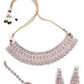 Baby Pink And Silver Studded Stunning Jewellery Set - Rajwada