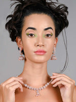 Baby pink elegant and royal statement necklace set - Rajwada