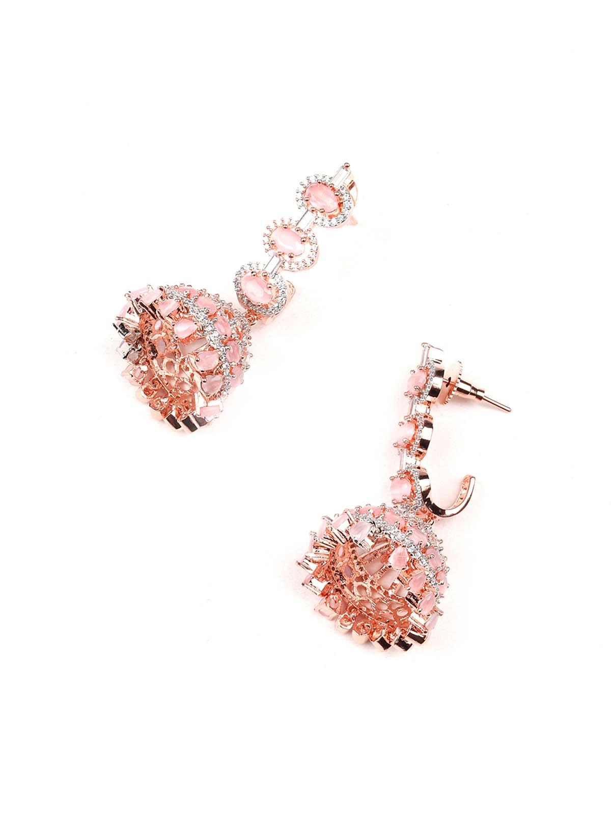 Baby pink elegant and royal statement necklace set - Rajwada