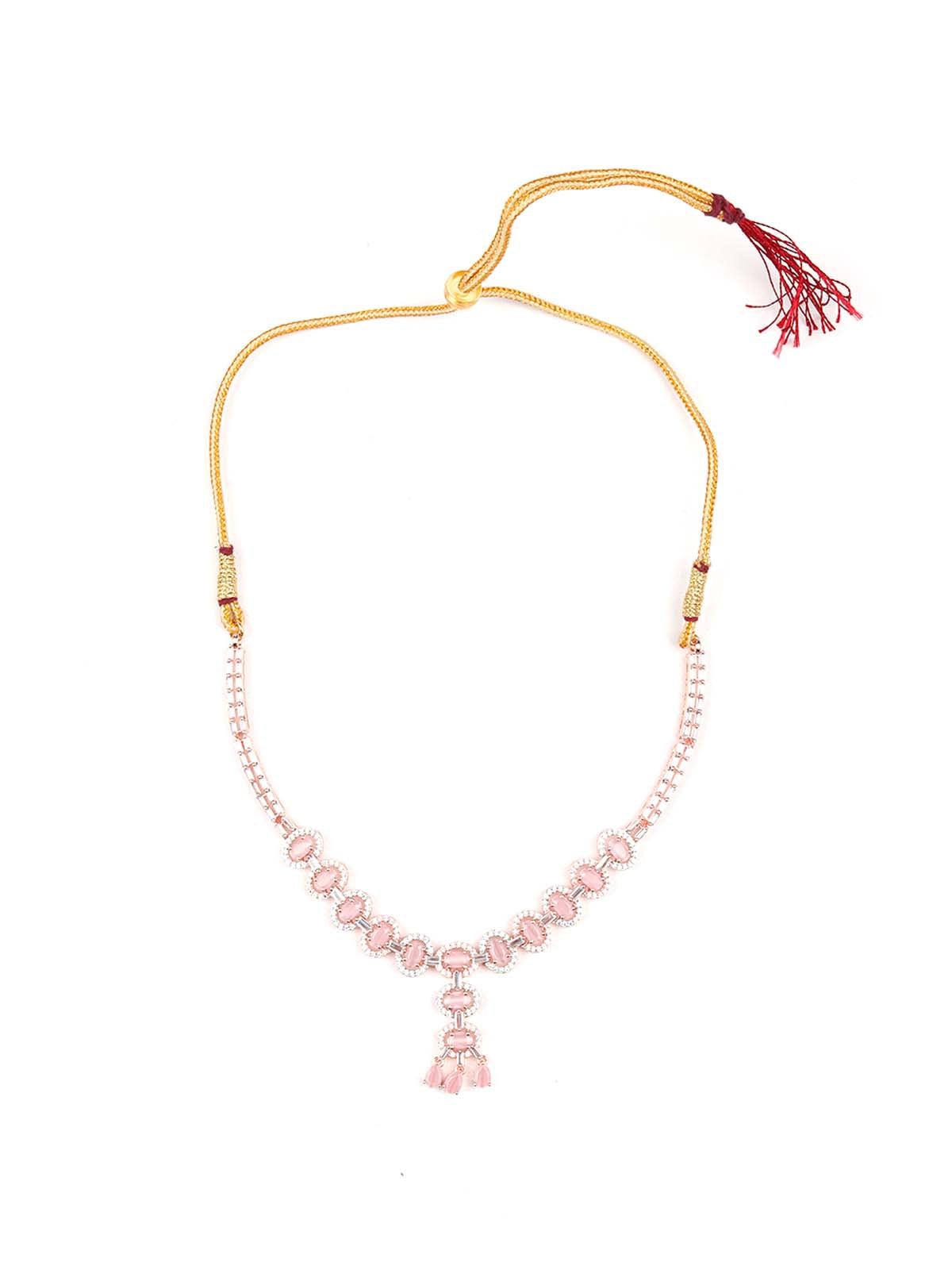 Baby pink elegant and royal statement necklace set - Rajwada