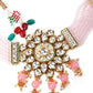 Baby Pink Kundan Multi-Strand Beaded Necklace Set - Rajwada
