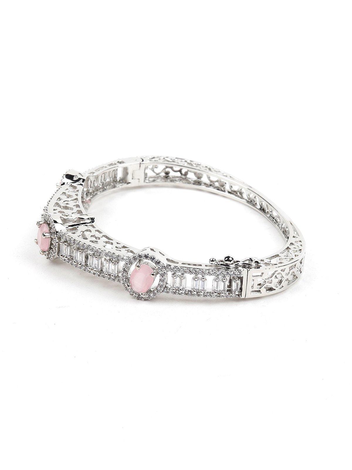 Baby Pink Studded Crystal Bracelet - Rajwada