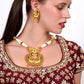 Beautiful dense faux pearl necklace with earrings - Rajwada