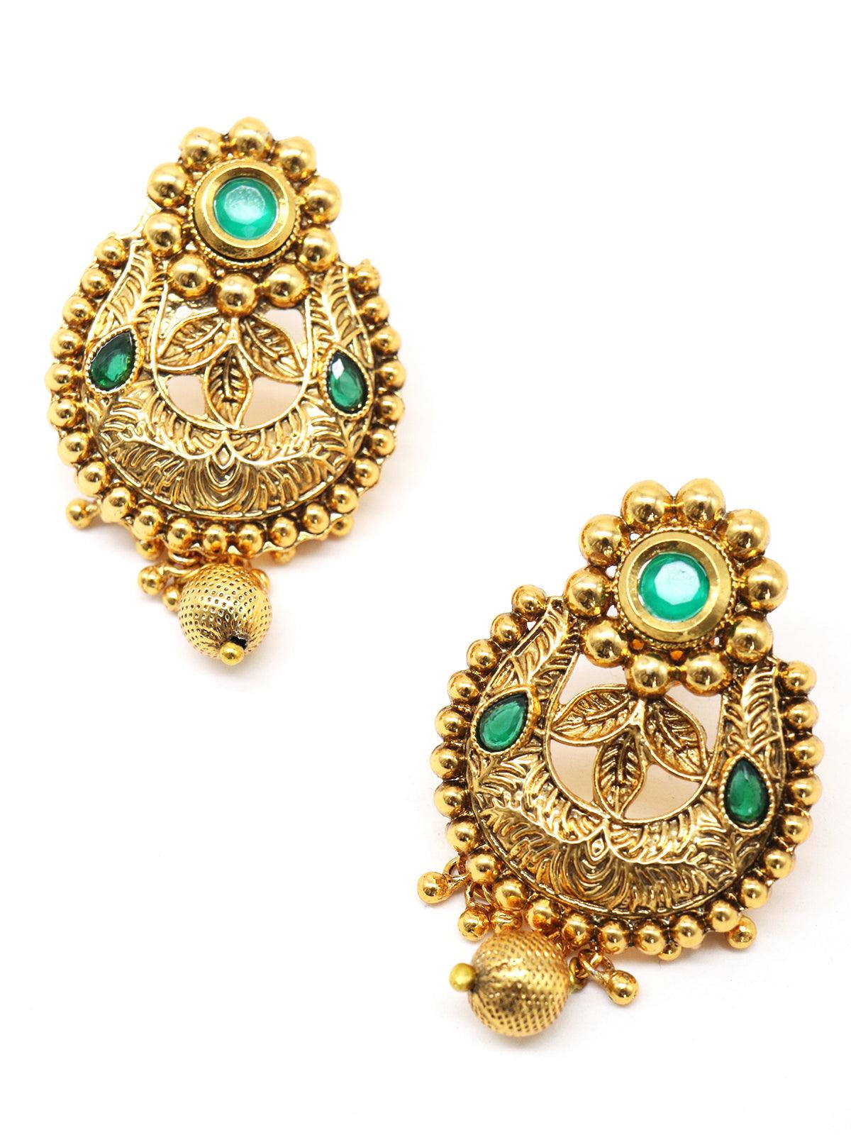 Beautiful dense faux pearl necklace with earrings - Rajwada
