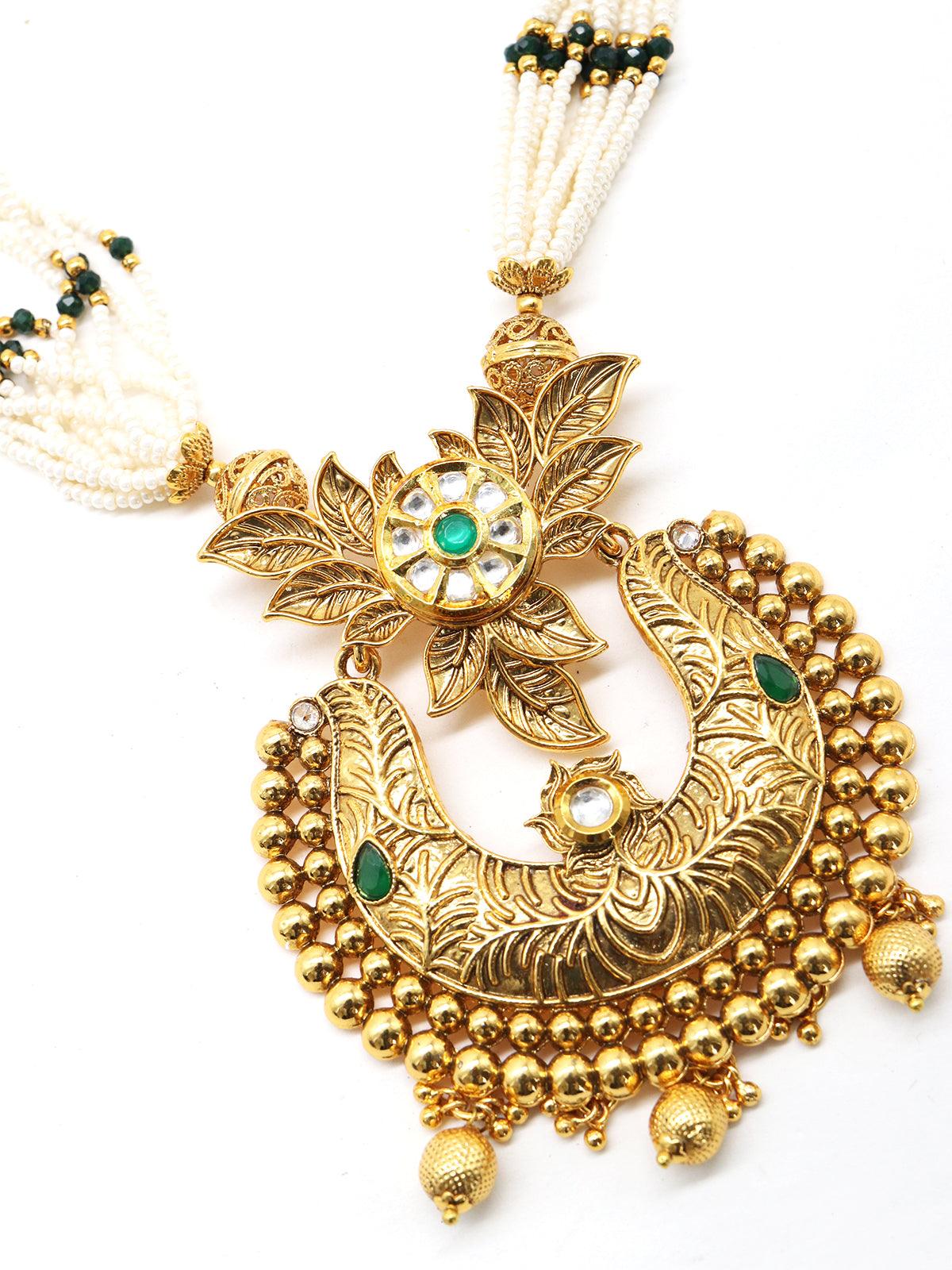 Beautiful dense faux pearl necklace with earrings - Rajwada