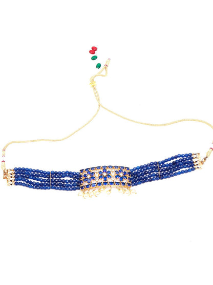 Beautiful electric blue beaded statement choker - Rajwada
