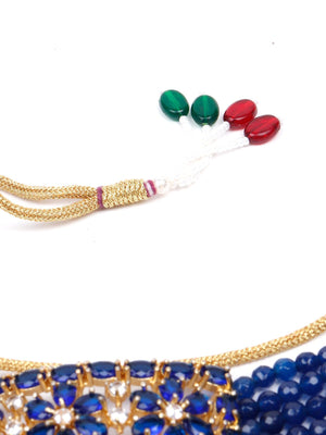 Beautiful electric blue beaded statement choker - Rajwada