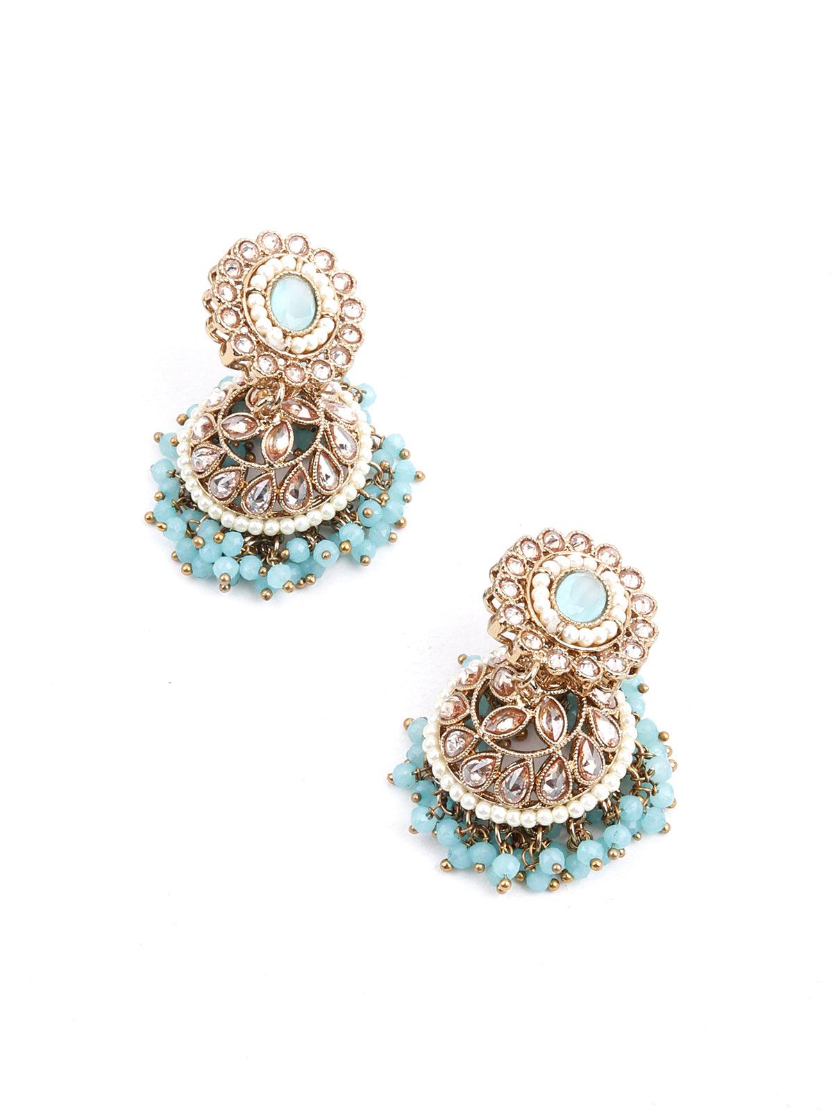 Beautiful Gold and Blue Kundan Necklace - Rajwada