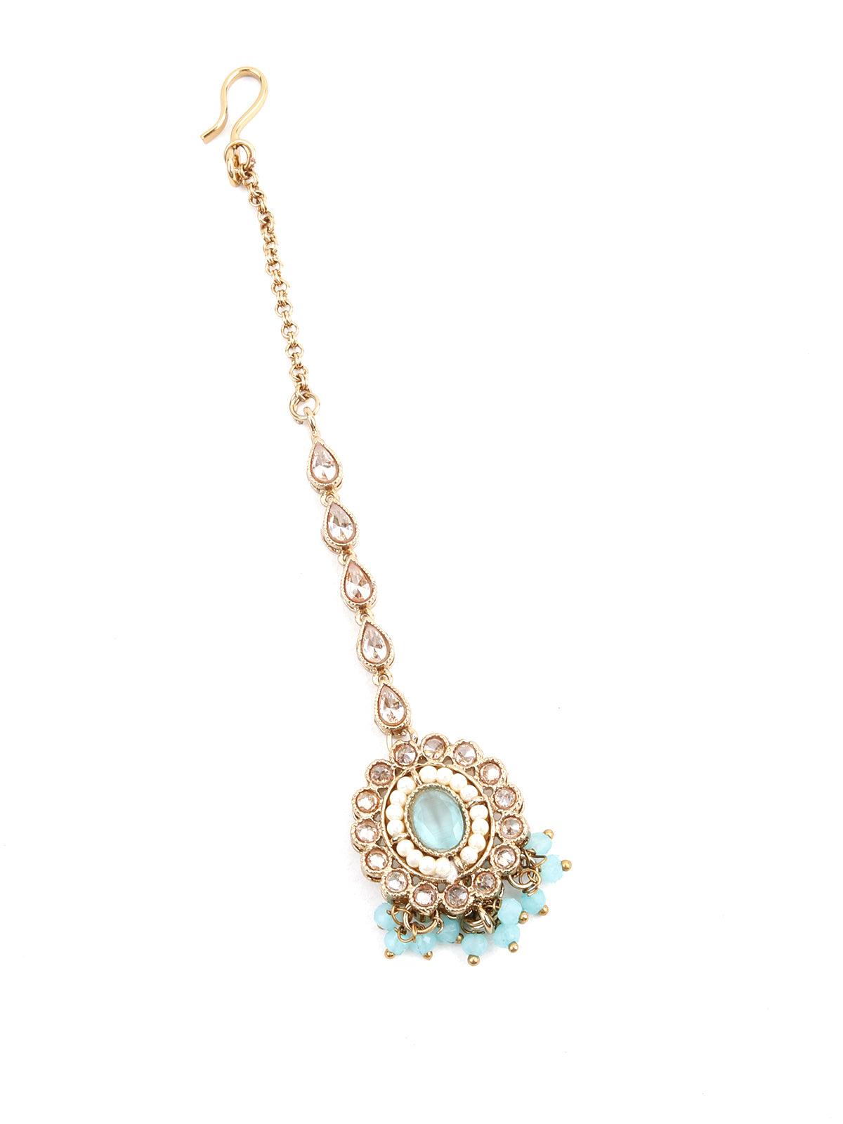 Beautiful Gold and Blue Kundan Necklace - Rajwada